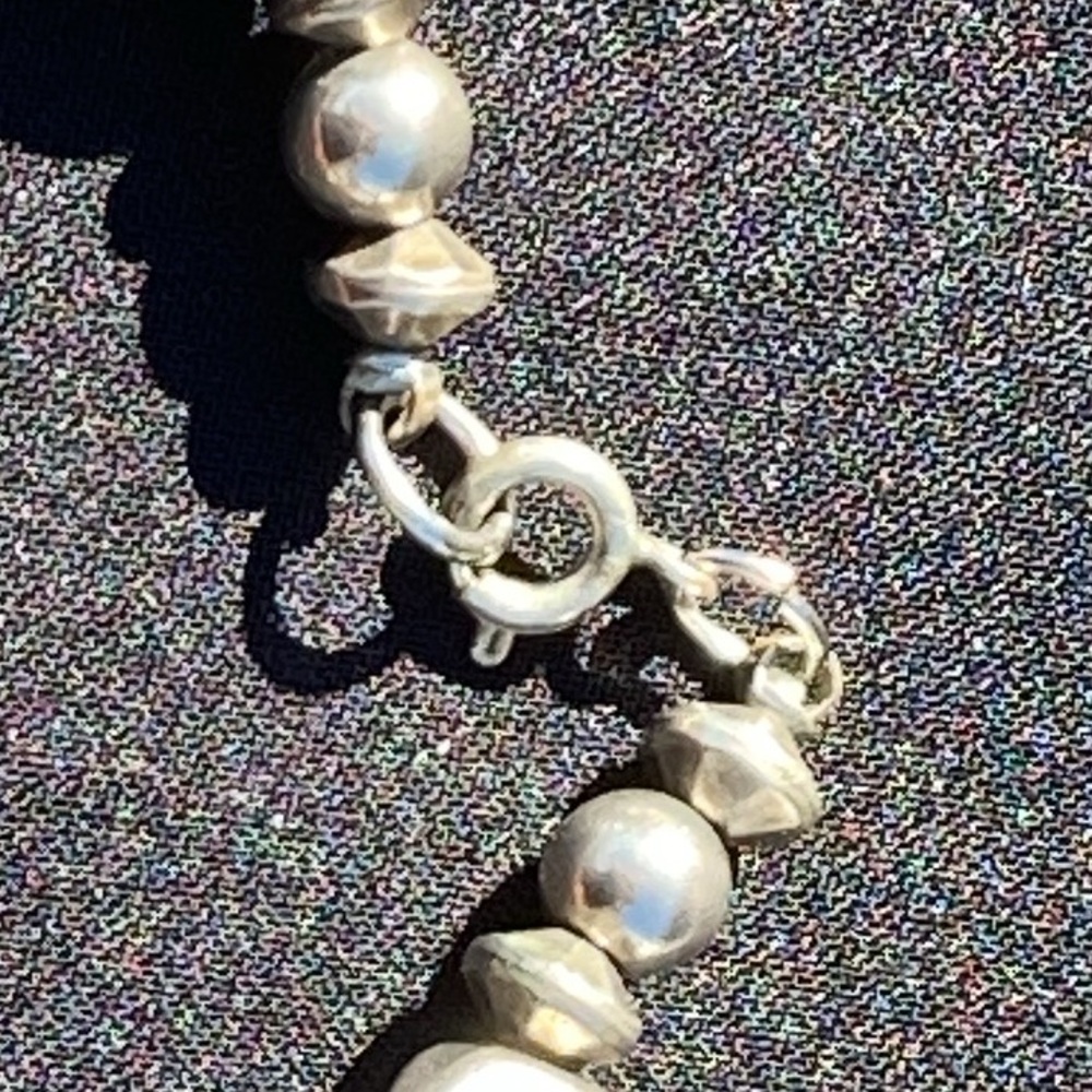 STATEMENT NECKLACE & BRACELET SET POLISHED WOOD & SILVER TONE BEADS - Picture 11 of 12